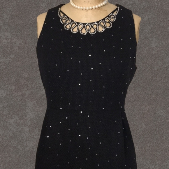 INC Black Tweed Vintage Glamour Sequin Embellished Wool Dress - Picture 9 of 9